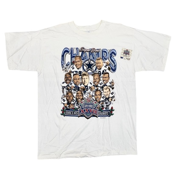 VTG Dallas Cowboys 1993 Super Bowl XXVII Champions Caricature T-Shirt XL Tag NEW - Picture 1 of 9